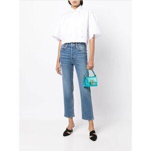 Re/Done 70s Stove Pipe High Rise Straight Leg Button Fly Jeans Blue Size 30